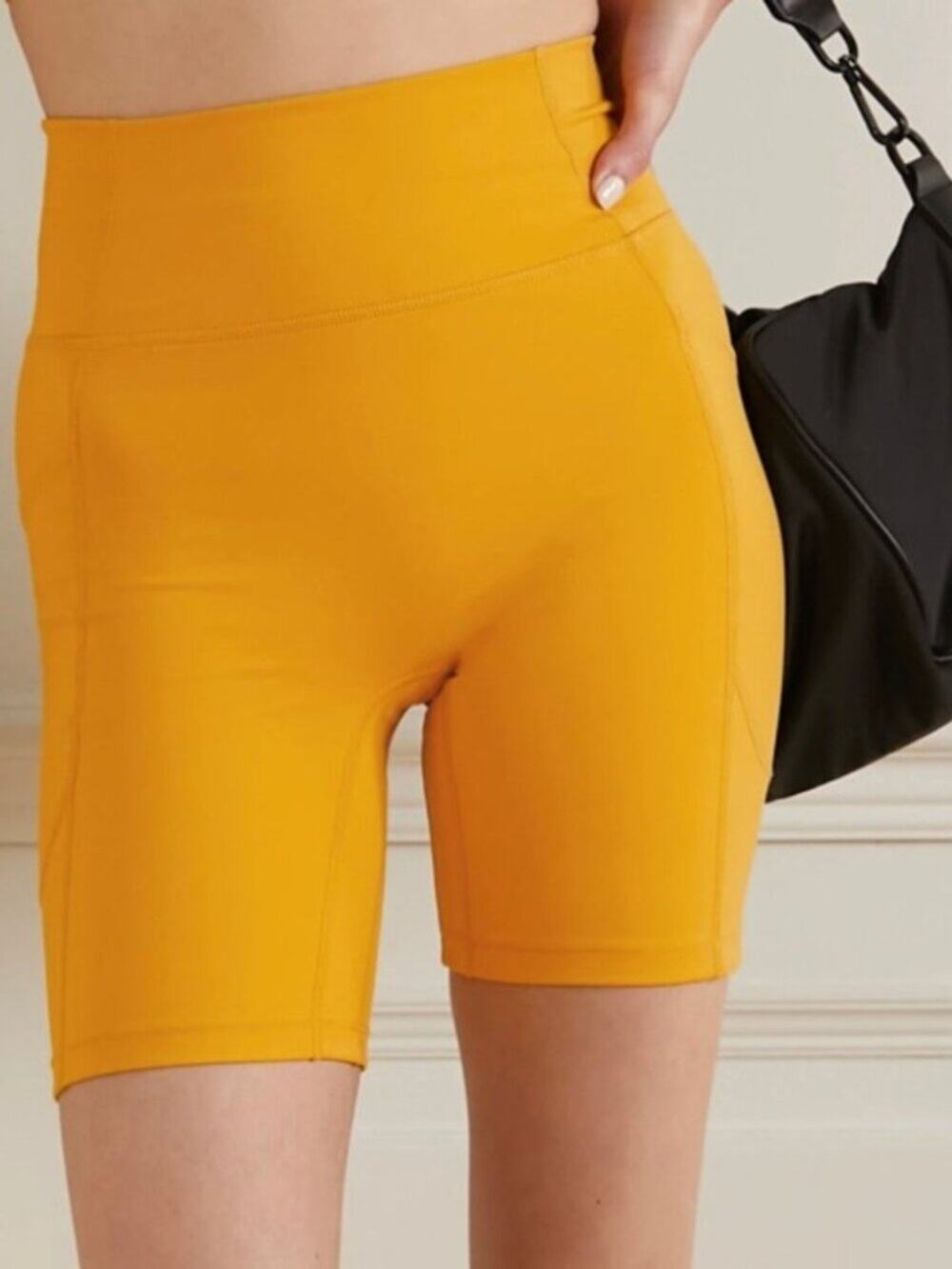LE ORE High Rise Pocket Bike Shorts In Marigold Activewear Size M